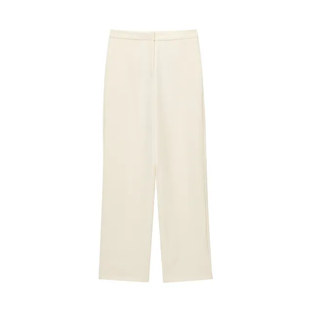 Women's Thin Scarf Turn down Collar Coat High Waist Straight Pants Pants - Shop at LoveMi