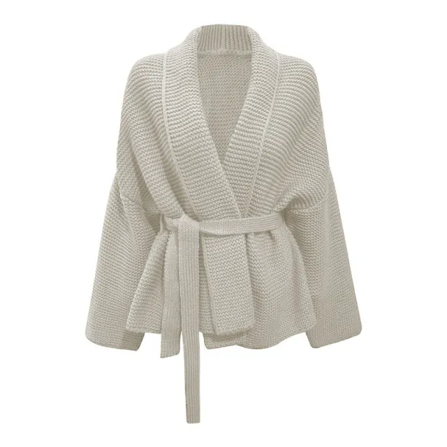 Women's Fashion Lace up Casual All matching Lapel Sweater Coat White - Shop at LoveMi