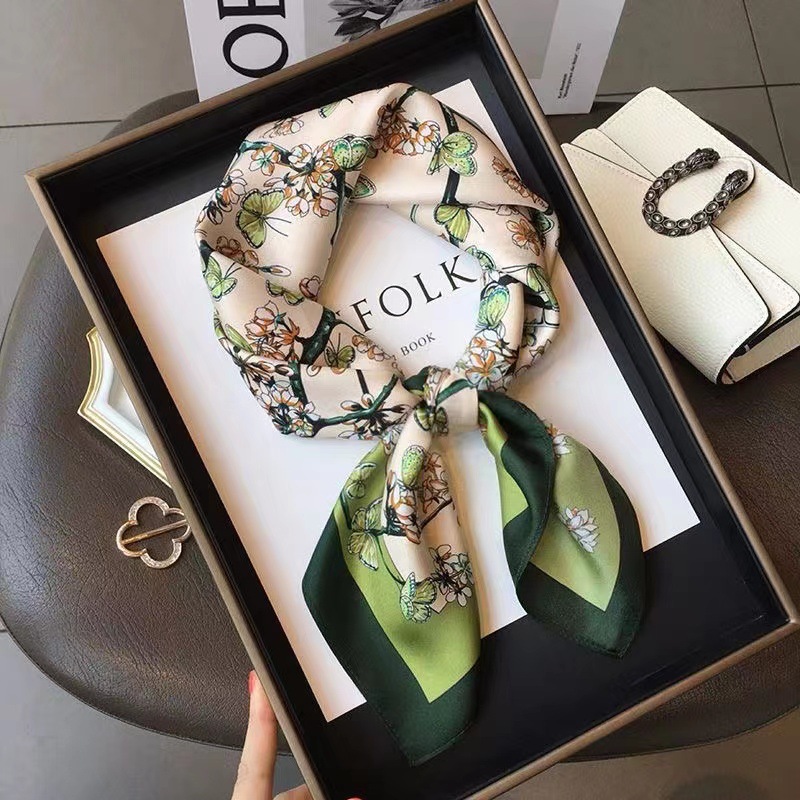 Womens Lightweight Spring Summer Silk Scarf Sun-protective Neck Gaiter And Hair Tie