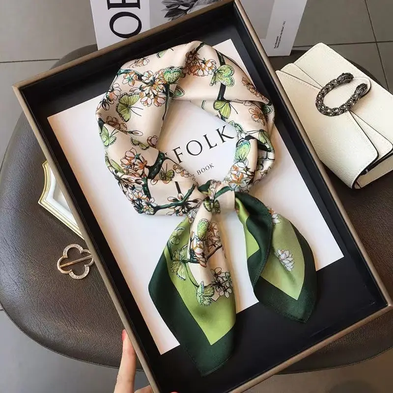 Womens Lightweight Spring Summer Silk Scarf Sun-protective