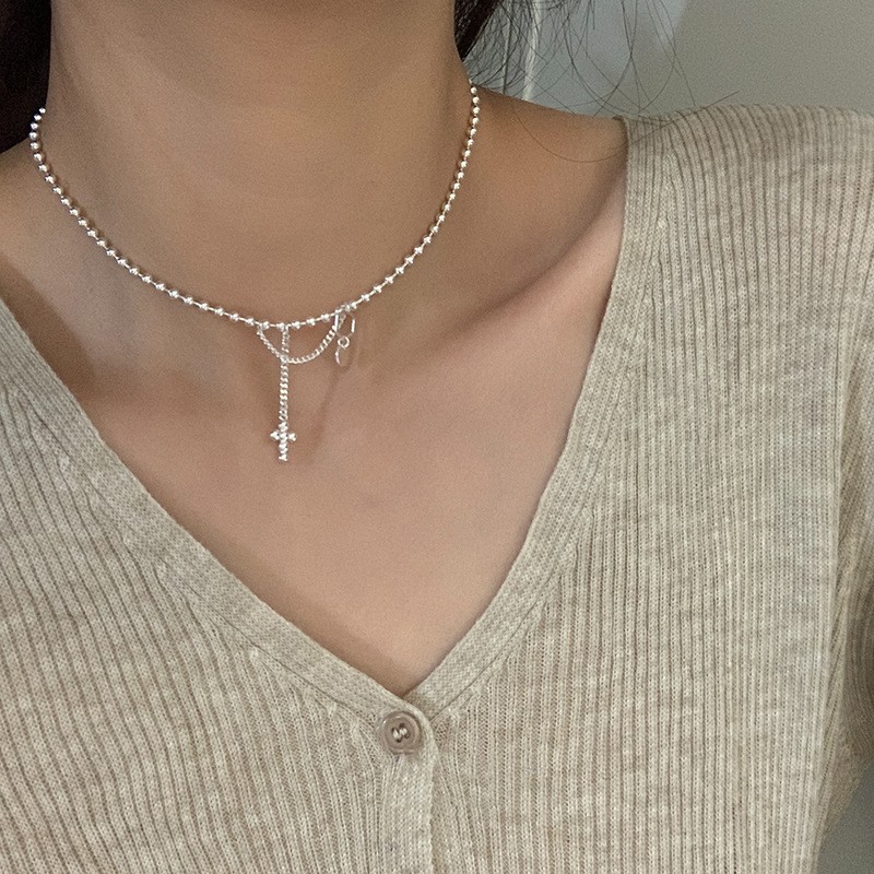 Simple Double Layer Twin Natural Pearl Necklace Minimalist Personality High-grade Lock