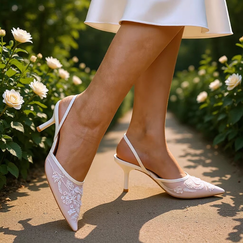 Womens Elegant Stiletto Heels Pointed-toe Closed-toe Mesh Sandals