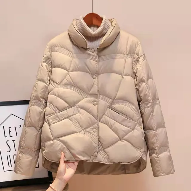 Women's Stand up Collar Lightweight Thin Stylish Jacket Tan - Shop at LoveMi