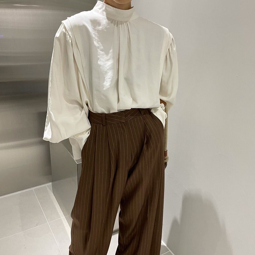 Design Sense Minority Fashion Lantern Sleeve Shirt Top For Women