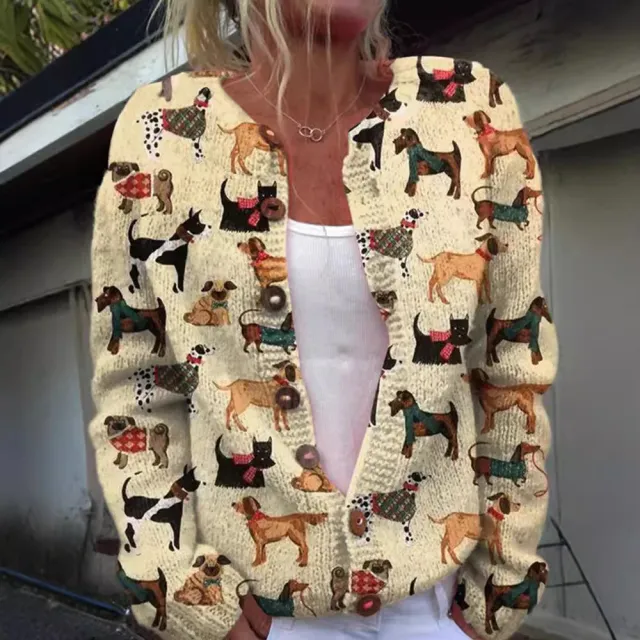 Creative Animal Print Shading Women's Cardigan Sweater 3 Models E044 M - Shop at LoveMi