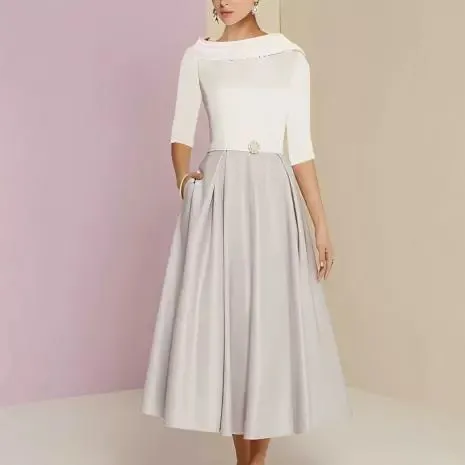Formal Banquet Temperament Formal Daily Style Off shoulder Half Sleeve Dress White - Shop at LoveMi