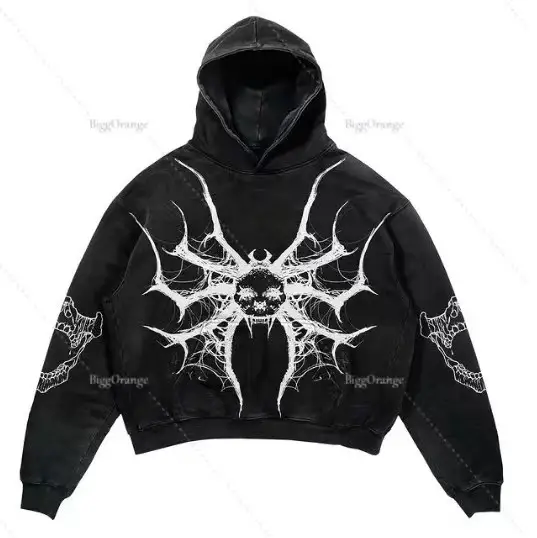 Casual Letter Explosion Print Hoodie Men Harajuku Vintage