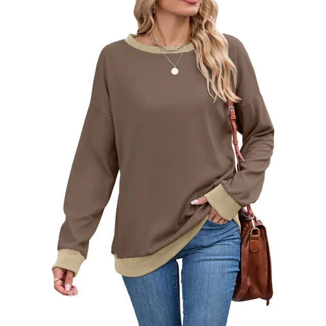European And American Round Neck Loose Top Brown - Shop at LoveMi