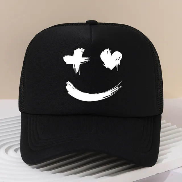 Face Peaked Cap Sunshade Baseball Cap Outdoor Riding Printing Black - Shop at LoveMi