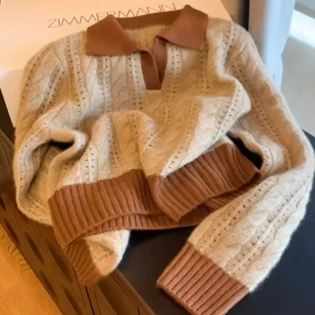 Retro Twist Knitwear For Women Inner Wear Base Soft And Lazy Brown - Shop at LoveMi