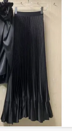 V neck Three dimensional Flower Loose Shirt Stretch Belt Pleated Skirt Suit Black Skirt - Shop at LoveMi