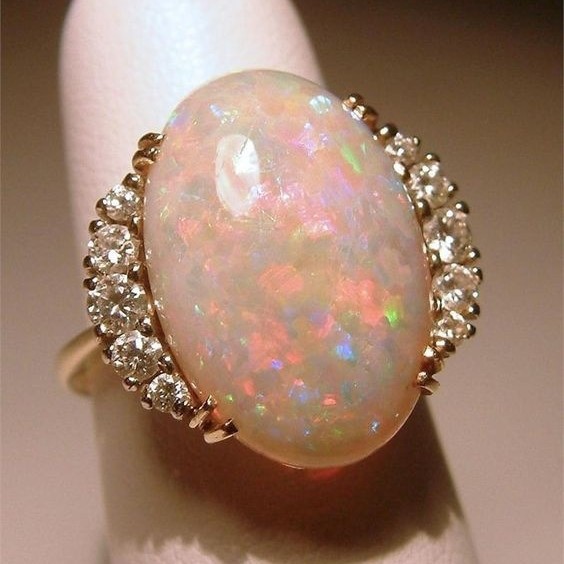 Womens Creative Goose-Shape White Opal Ring