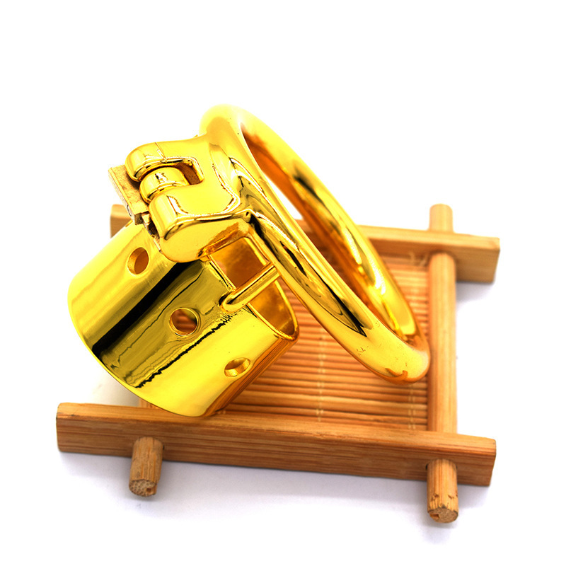 Stainless Steel Gold-plated Straight Eight-hole Chastity Lock