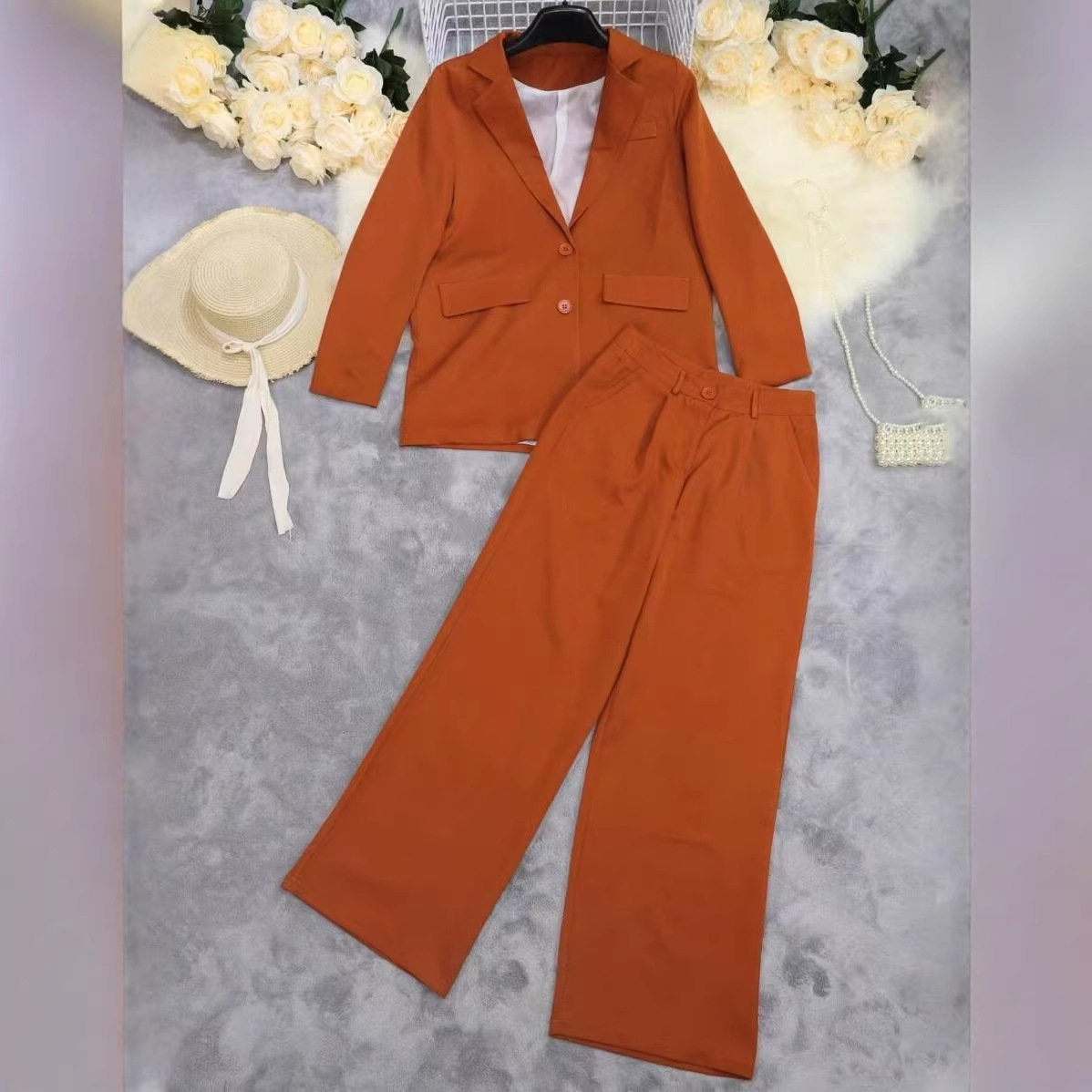 European And American Womens Designer Top And Blazer Set 3