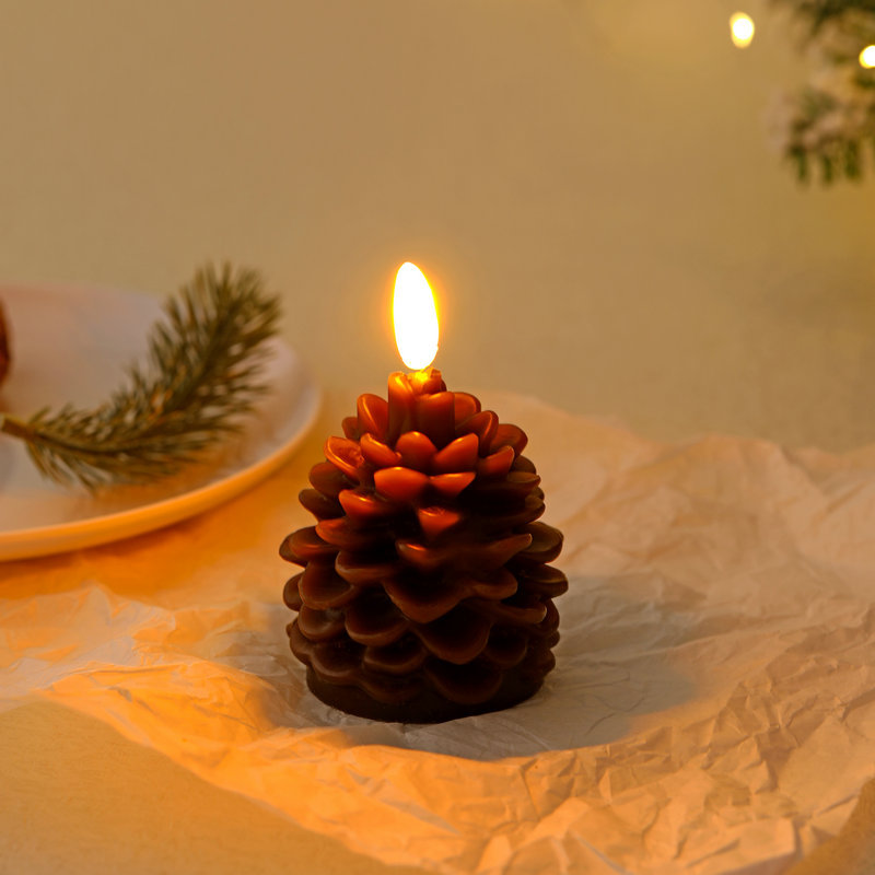 Title 6, Christmas Pine Cone Paraffin LED Bullet Candle ...