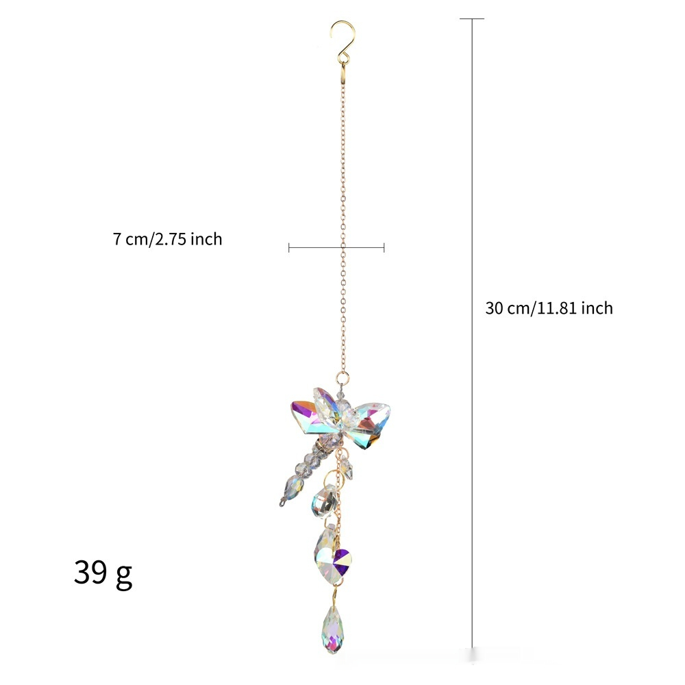 Garden Decoration Window Hanging Hand knitted Butterfly Dragonfly Crystal Pendant Dragonfly - Shop at LoveMi