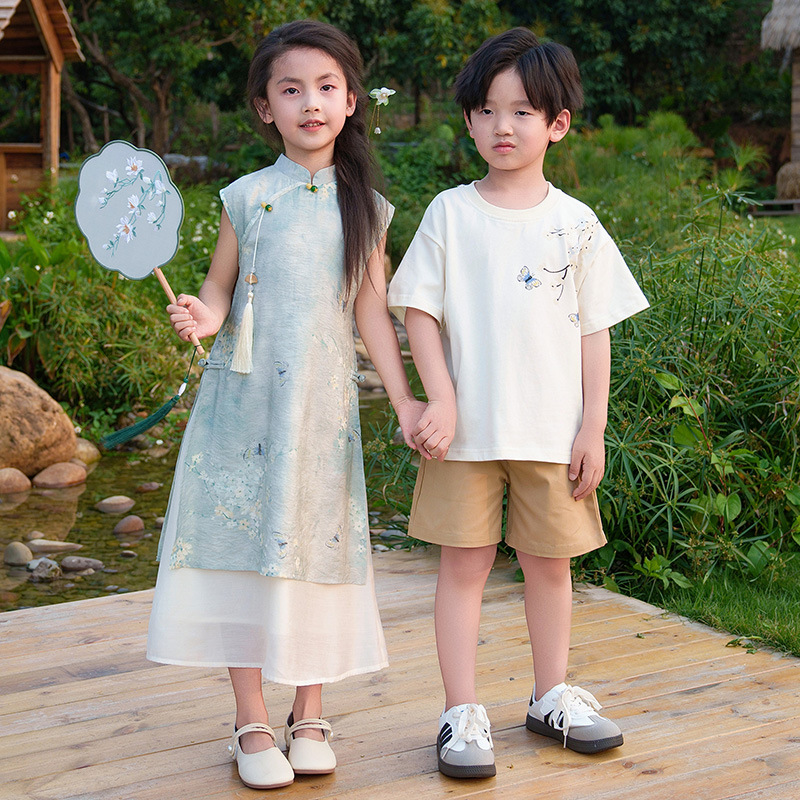 New Chinese-style Faux Two-piece Modified Cheongsam Mother-daughter Matching Dress for sale on BNS