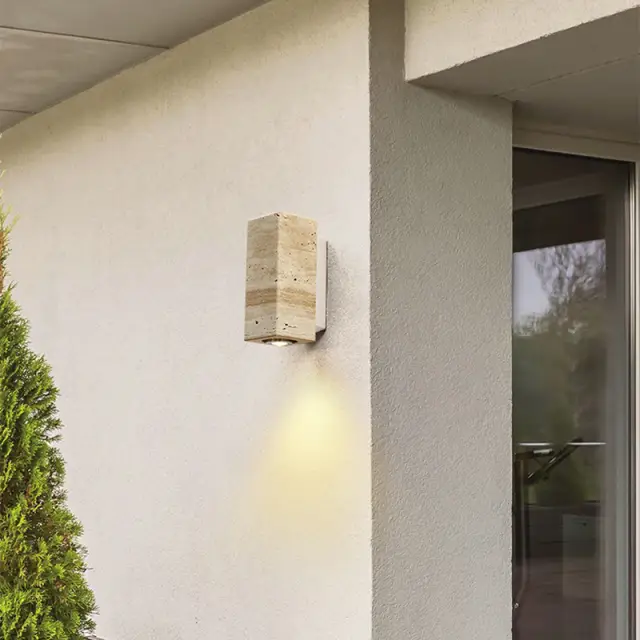 Walnut And Stone Bedside Wall Light, Japanese Style