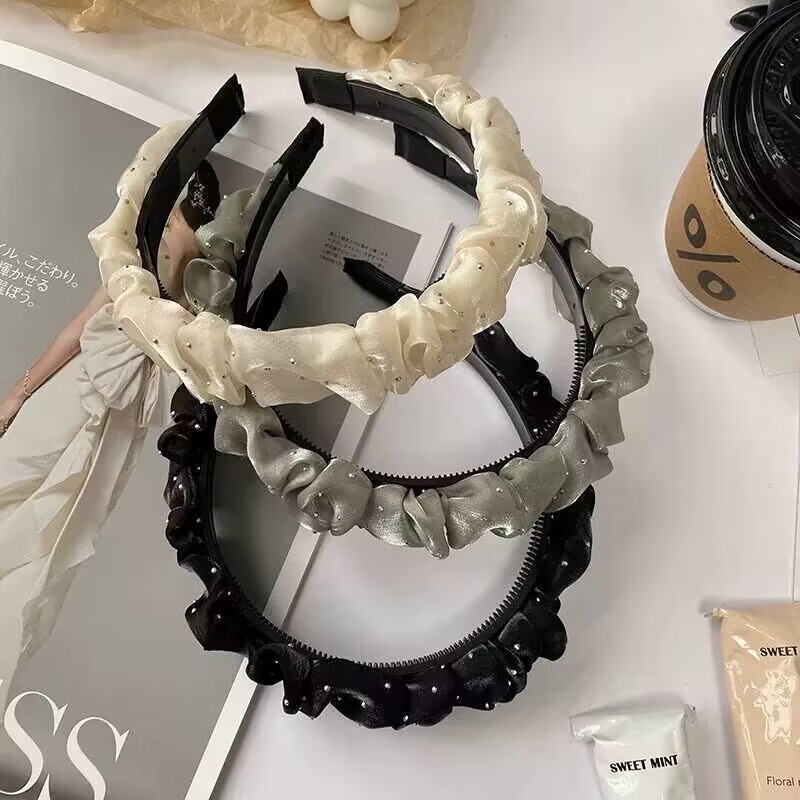 High Skull Top Wide Edge High-grade Pleated Headband - Image 6