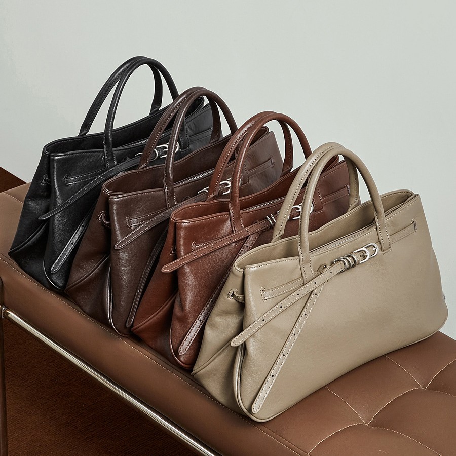 Belt-buckle-design Handbag Shoulder Genuine Leather Crossbody Bag