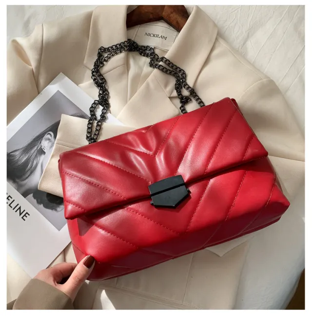 Women's Fashion Chain Shoulder Underarm Bag Red - Shop at LoveMi