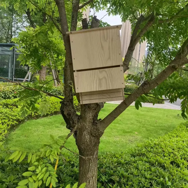 Wooden Bat Nest Hanging Outdoor Garden Eaves Bat Habitat Single Layer Style - Shop at LoveMi