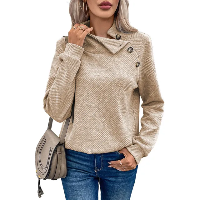 Solid Color Pullover Long Sleeve Top Lc25316230P18Color L - Shop at LoveMi
