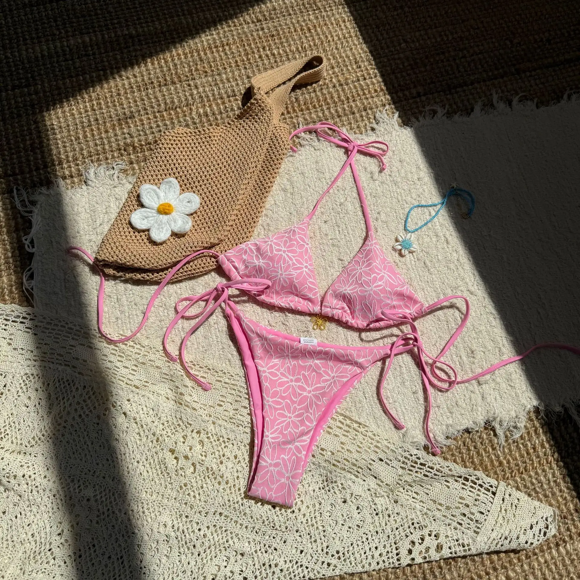 Women's Two-Piece Halter-Style Lace-Up Bikini Set