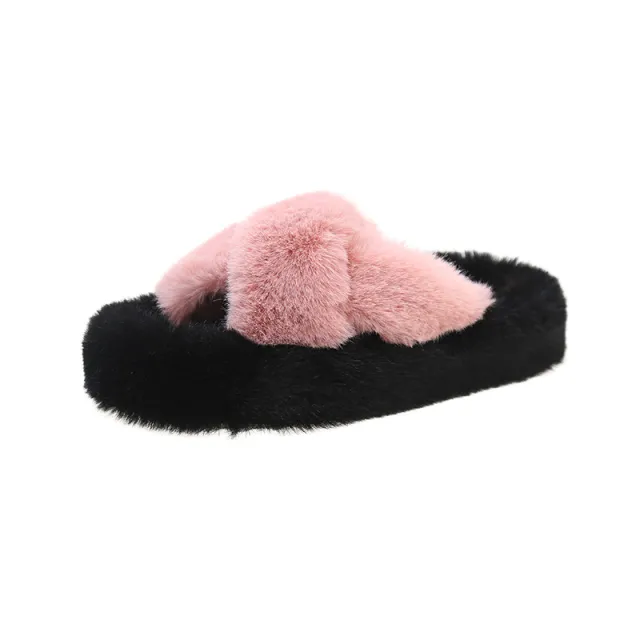 Thick Bottom Cross Plus Size Slippers Women's Home Pink - Shop at LoveMi