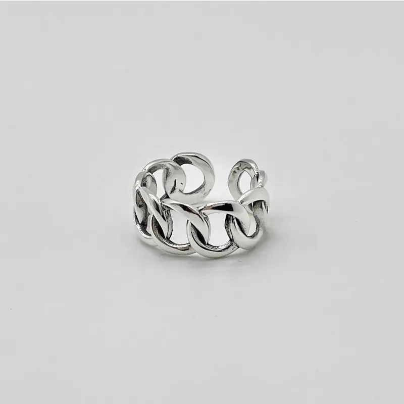 S925 Sterling Silver Ring For Men And Women Retro Hip Hop Thai Silver Simple Hollow