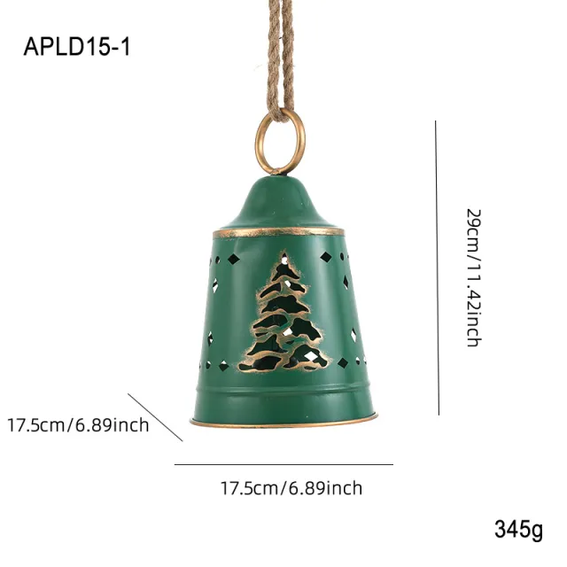 Christmas Bell And Wind Chimes Decorations Wrought Iron Atmosphere Ornaments Green Bell - Shop at LoveMi