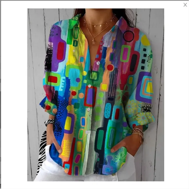 Women's 3D Digital Printing Fashion European And American Style Lapel Long Sleeve Shirt Nccs01Sx1126 - Shop at LoveMi