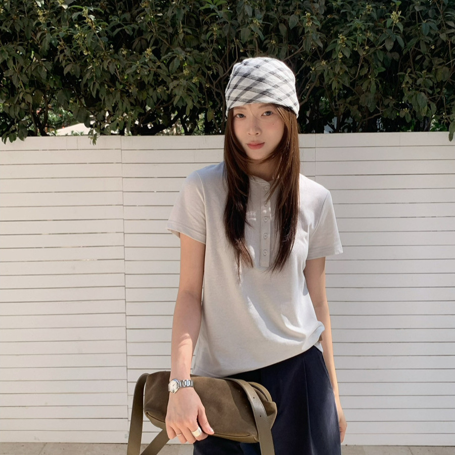 Fashionable Minimalist Cap-sleeve Short-sleeve T-shirt