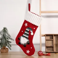Christmas Decoration Embroidered Old Man Christmas Candy Socks Gift Bag Pendant - Red - View 1
