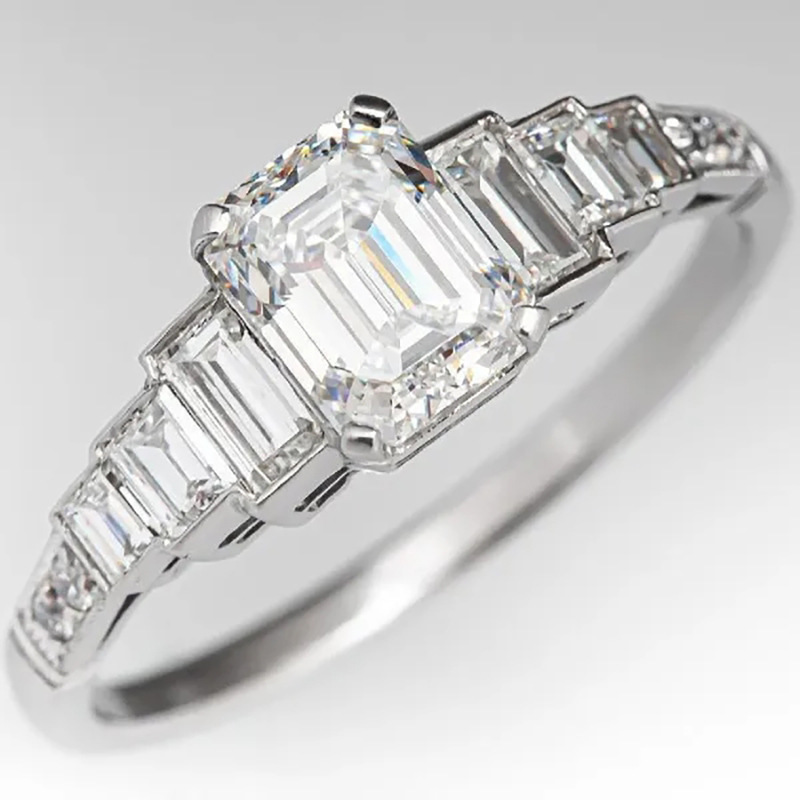 Anniversary Celebration Ring Fashionable Exquisite T-Shape Diamond All-Match Ring