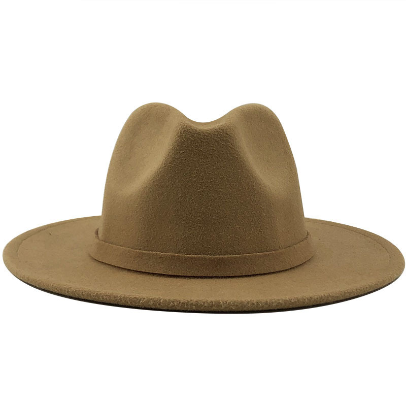 Men's And Women's Autumn And Winter Woolen Hat Gentleman Jazz Flat Brim Felt Broad-brimmed Hat