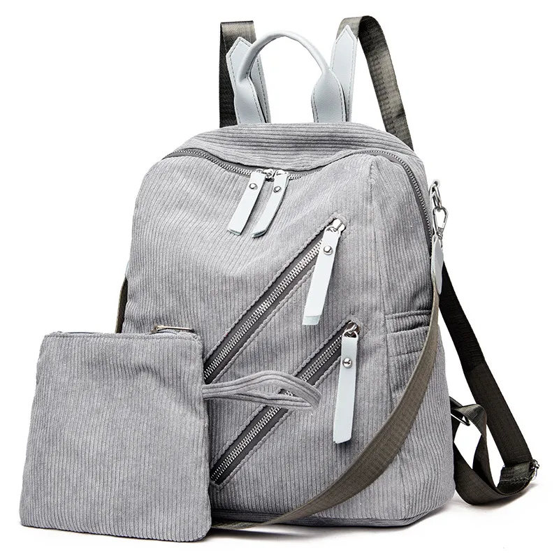 Simple Street Trendy Capacity Casual Female Backpack - Grey
