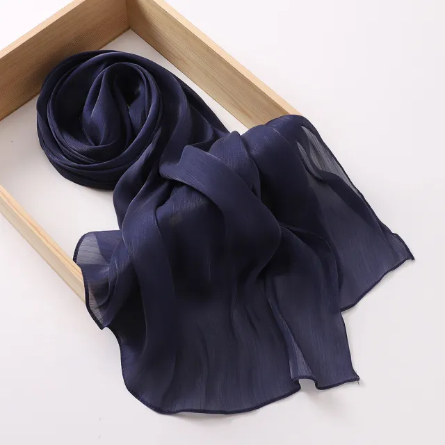Breathable Cool Island Satin Smooth Silk Toe Scarf 15 Navy Blue - Shop at LoveMi