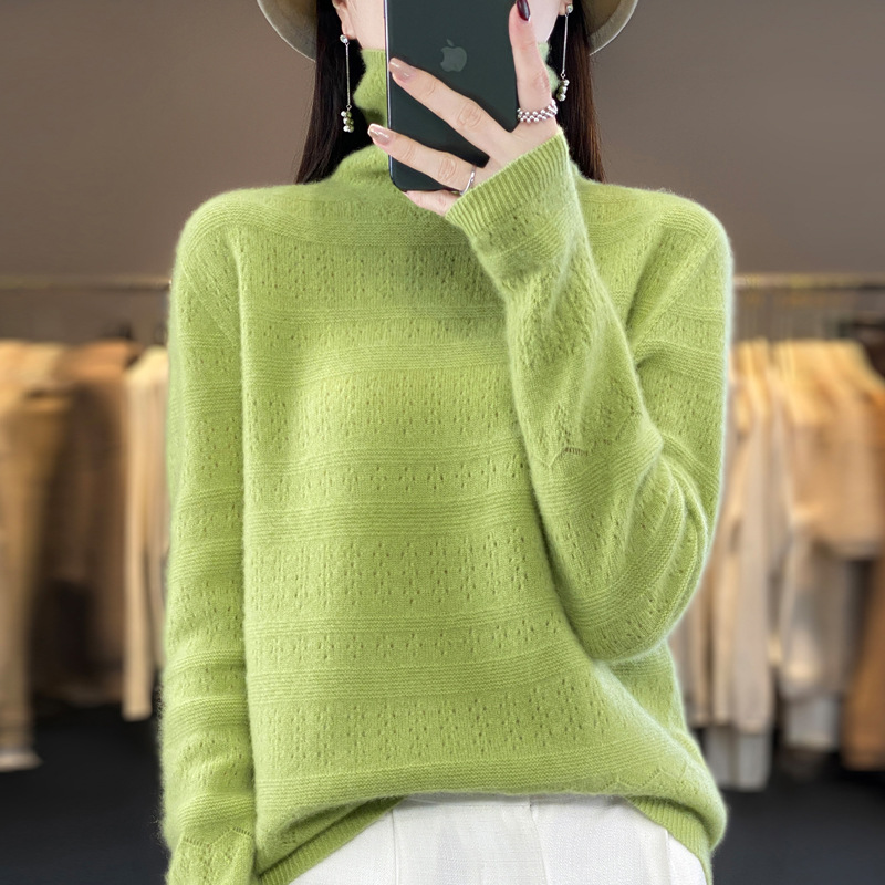 Pile Collar Front Line Ready-made Garments 100 Woolen Sweater For Women
