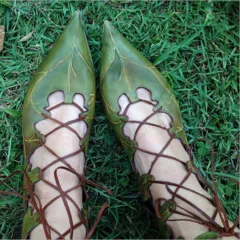 Summer Women's Flat Leaf Dress-up Lace-up Pointed Sandals - Green - View 1