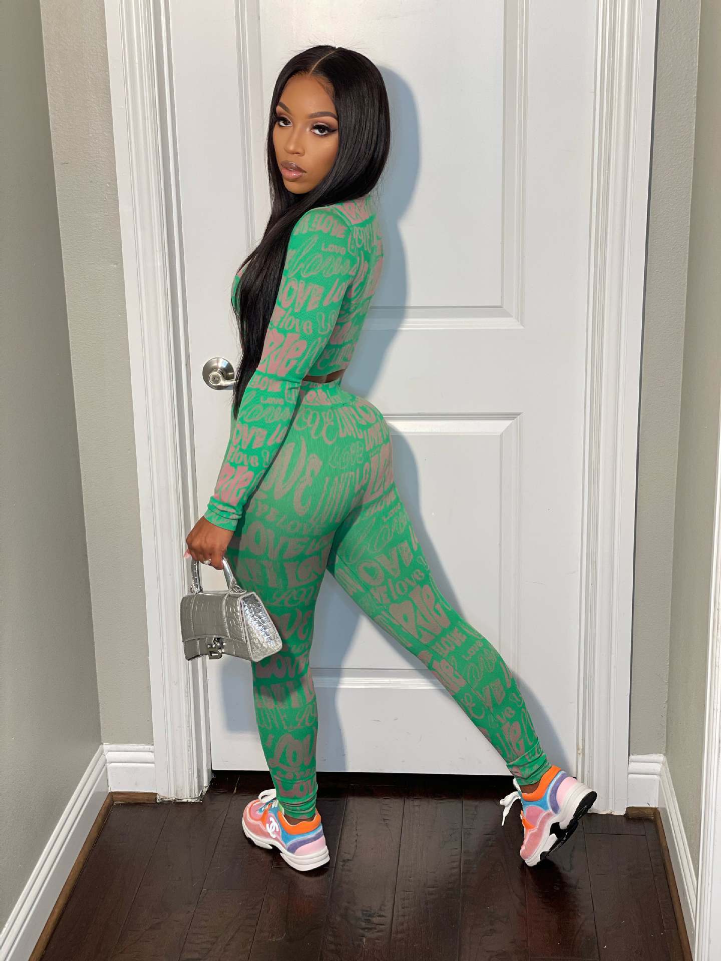 Women's Casual Suit Printed High Elastic