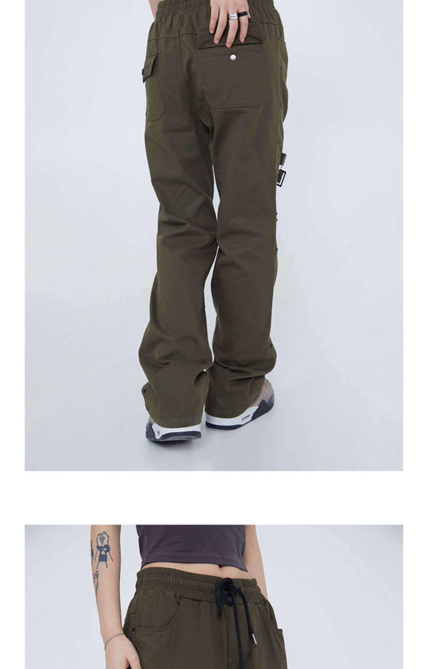 Title 2, Japanese Retro Multi-pocket Loose Cargo Trousers