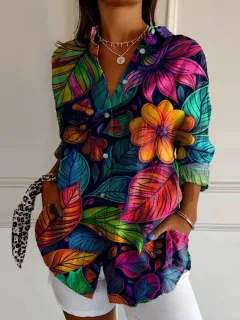Women's Drop-shoulder Sleeve 3D Digital Printing Long-sleeved Shirt - Yo54903-5Xl - View 1