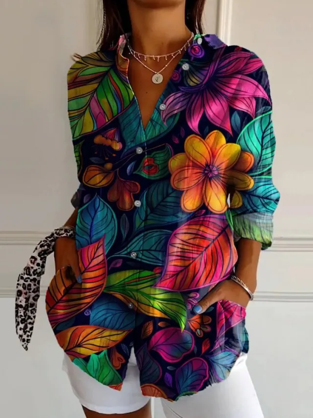 Women's Drop shoulder Sleeve 3D Digital Printing Long sleeved Shirt Yo54903 5Xl - Shop at LoveMi