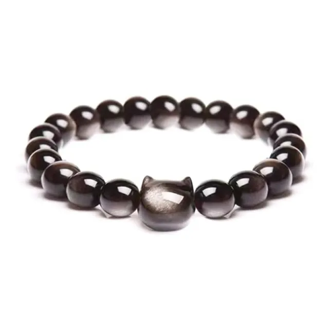 Cat Pendant Silver Stone Tigereye Amethyst Bracelet Silver Stone - Shop at LoveMi