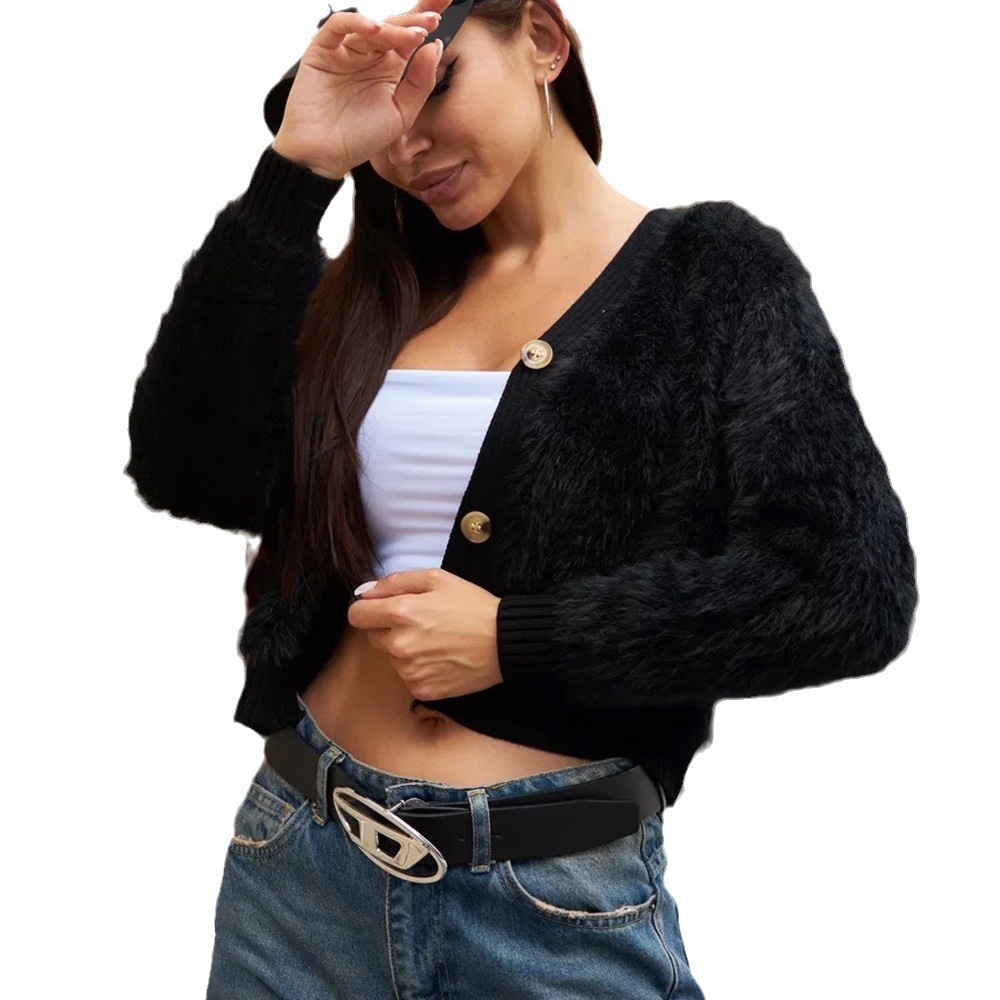 Mink Sweater Women's Long-sleeved Short Knitted Jacket