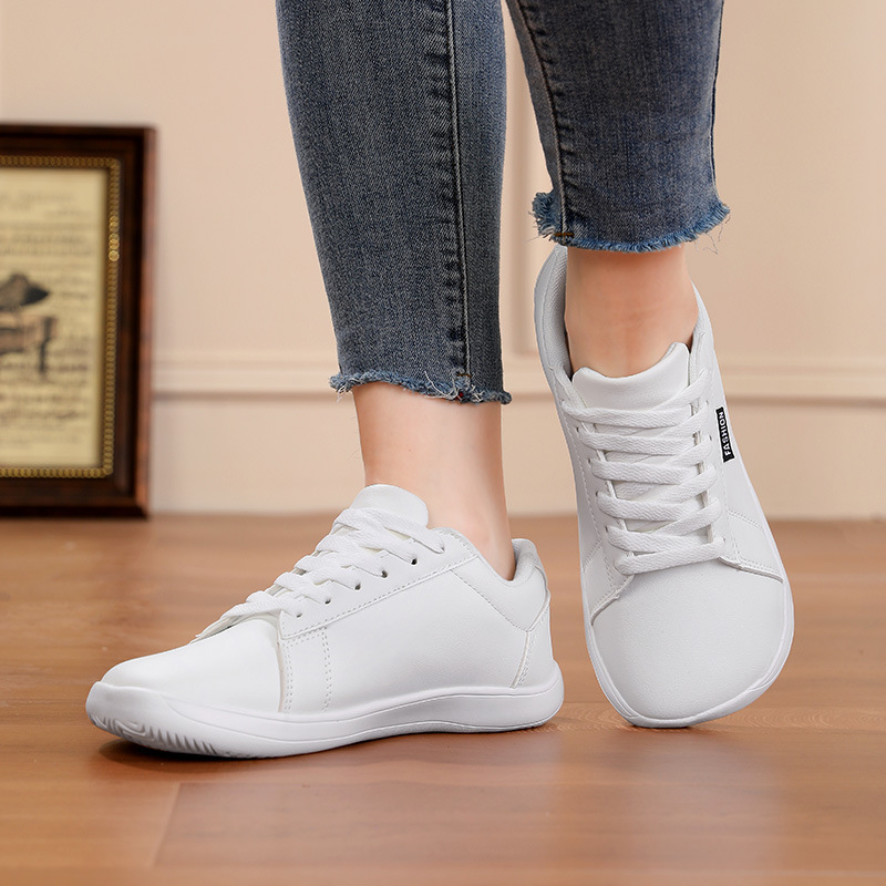Women's Casual Sport Leather Lace-up All-Match Wide-Toe Shoes