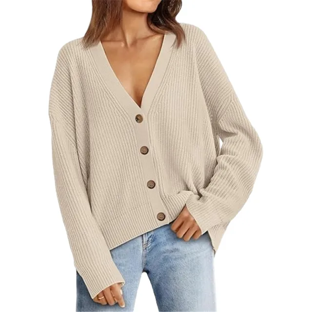 Women's Sweater Lightweight Button Cardigan No Pilling No Fading Apricot - Shop at LoveMi