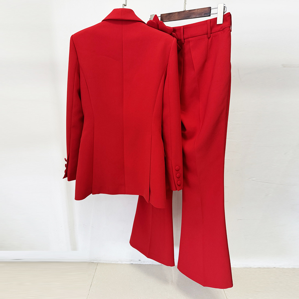 Women's Solid Color Flower Loose Suit Set 4