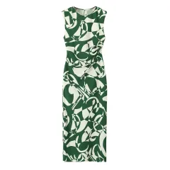 Women's Printed Green Floral Pattern Dress - Print - View 1